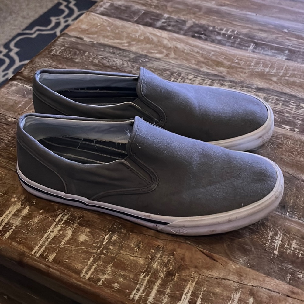 Grey Sperry Slip ons